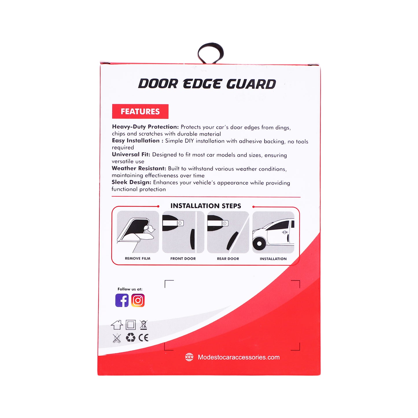 Modesto Premium Door Edge Guard – Black Red Carbon Design