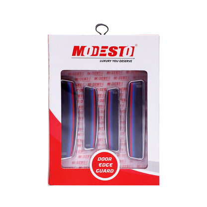 Modesto Premium Door Edge Guard – Chrome Blue Accent Design